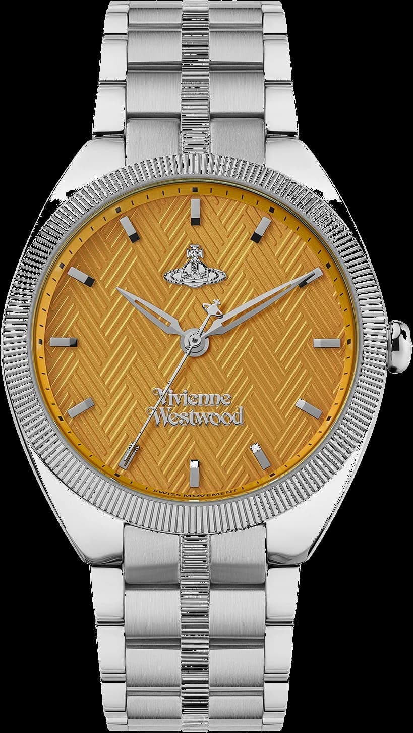 Montre Femme Vivienne Westwood The Mews VV281TNSL bracelet argent en acier cadran orange